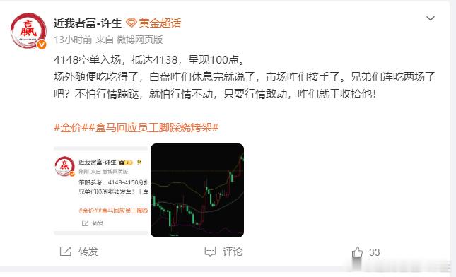 周一复盘第一场：4160多单入场，抵达4152，回吐80点。第二场：4156空单