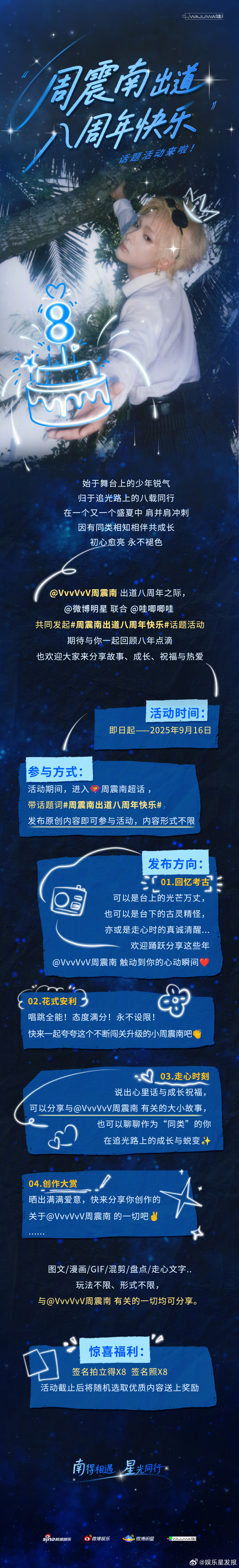 叮🔔活动开启，速戳参与～9月16日出道八周年到来之际，诚邀南极星们一起参与八周