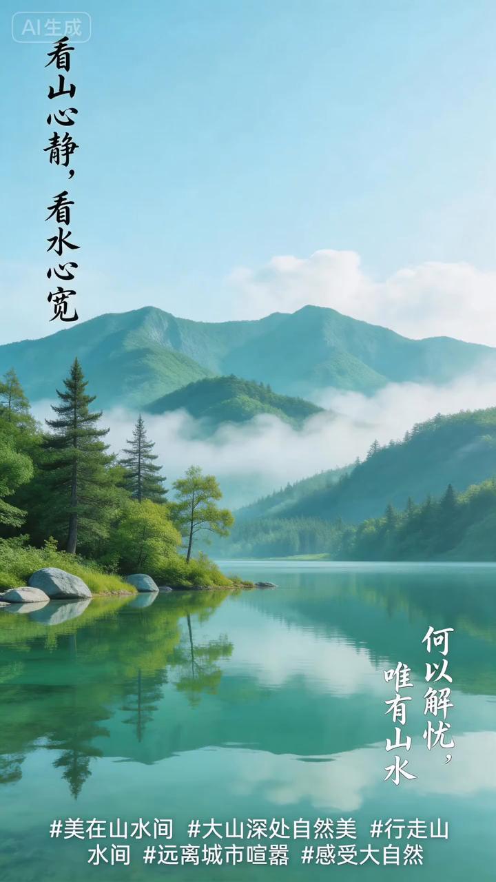 看山心静，看水心宽。何以解忧，唯有山水。
快乐最美，健康最贵。人生最好的状态就是