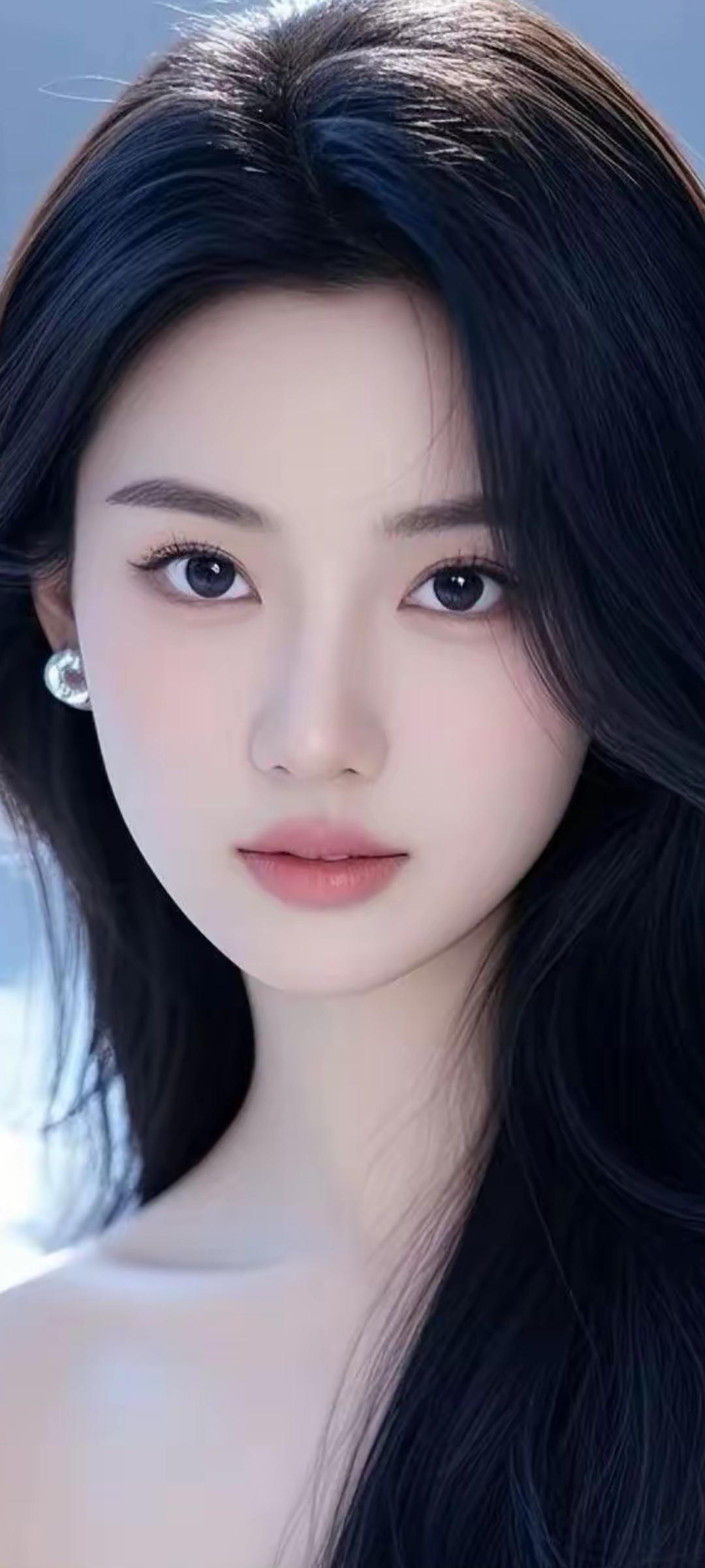 温柔甜美的少女，黑发如瀑，眼神清澈动人。