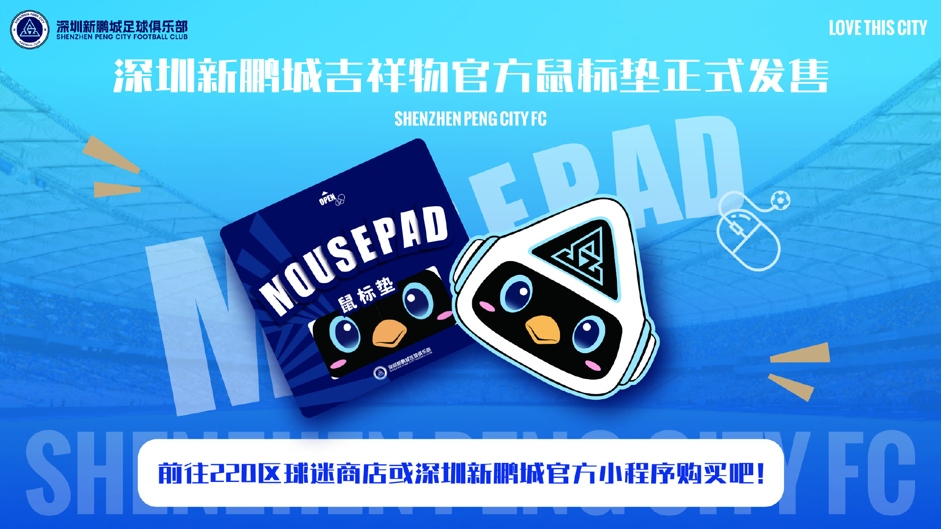 鹏鹏来了，桌面也要有主场氛围🩵深圳新鹏城足球俱乐部吉祥物 「鹏鹏」鼠标垫 正式