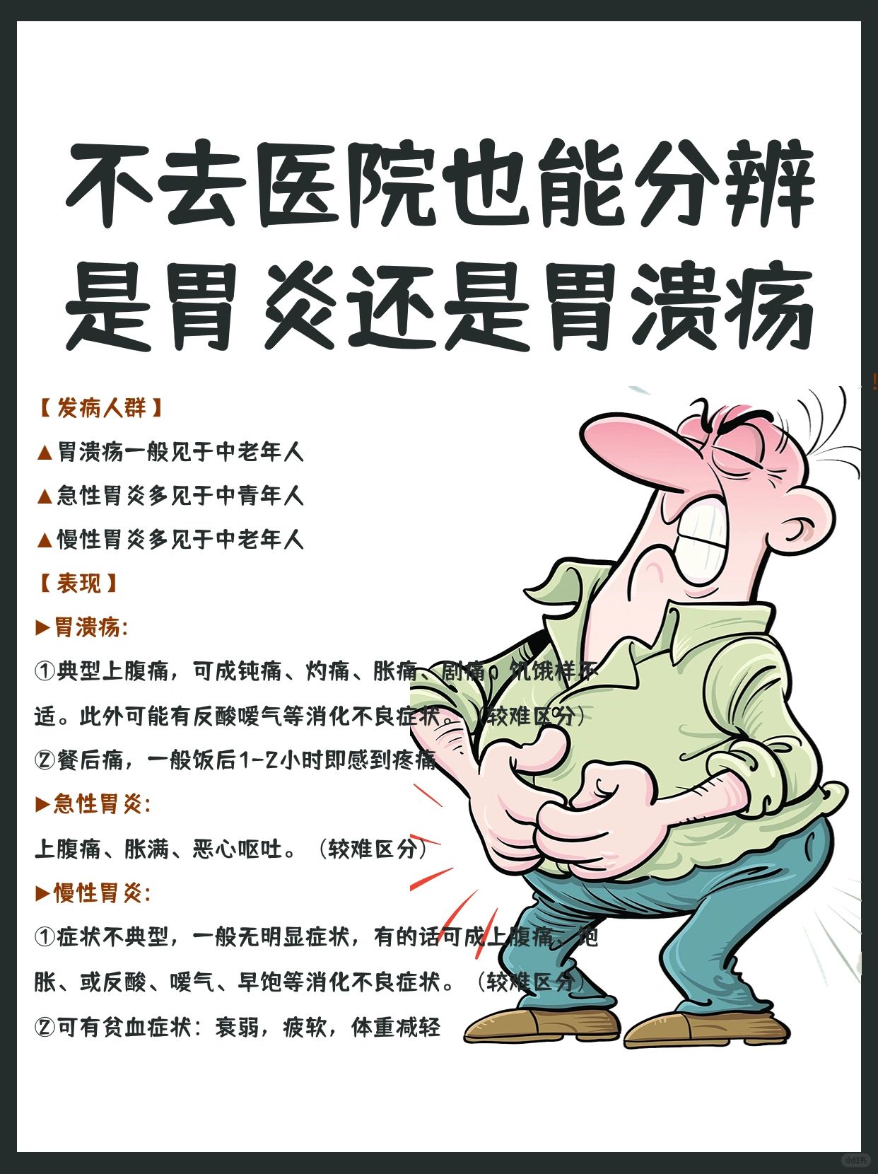 不去医院教你如何分辨是胃炎还是胃溃疡