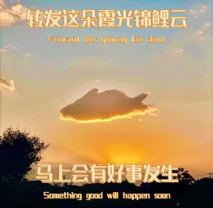 看见不要无视，10s内转发这朵霞光锦鲤云，接下来必有好事发生 