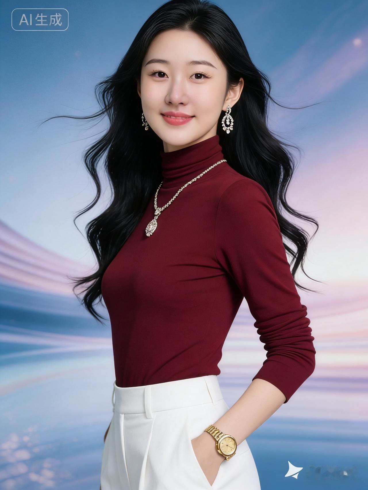 红衣美人笑，金表映流年。