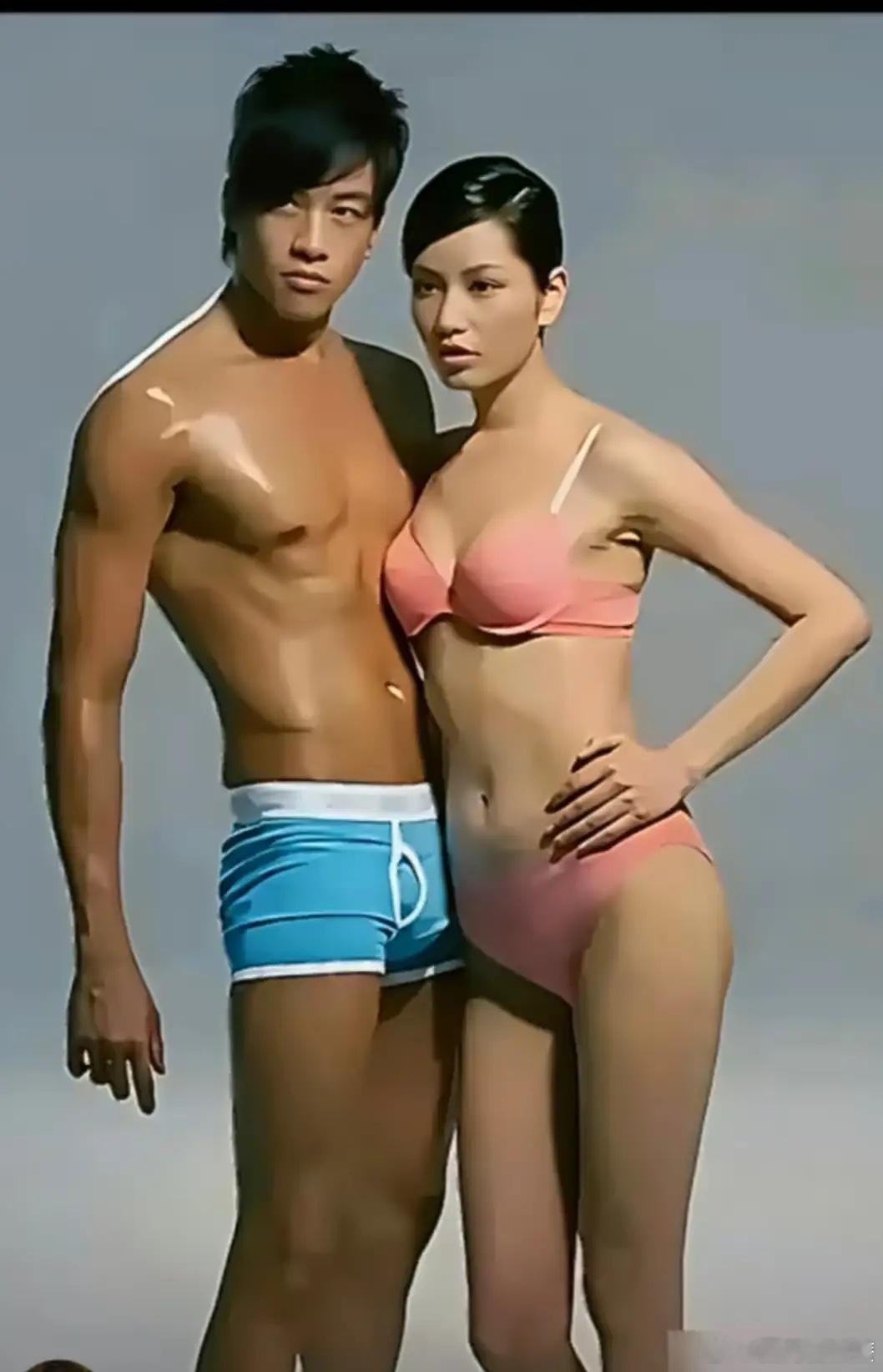 太辣眼睛了!!!偶然看到一张何润东和瞿颖19年前拍的内衣广告，这个尺度我现在看都