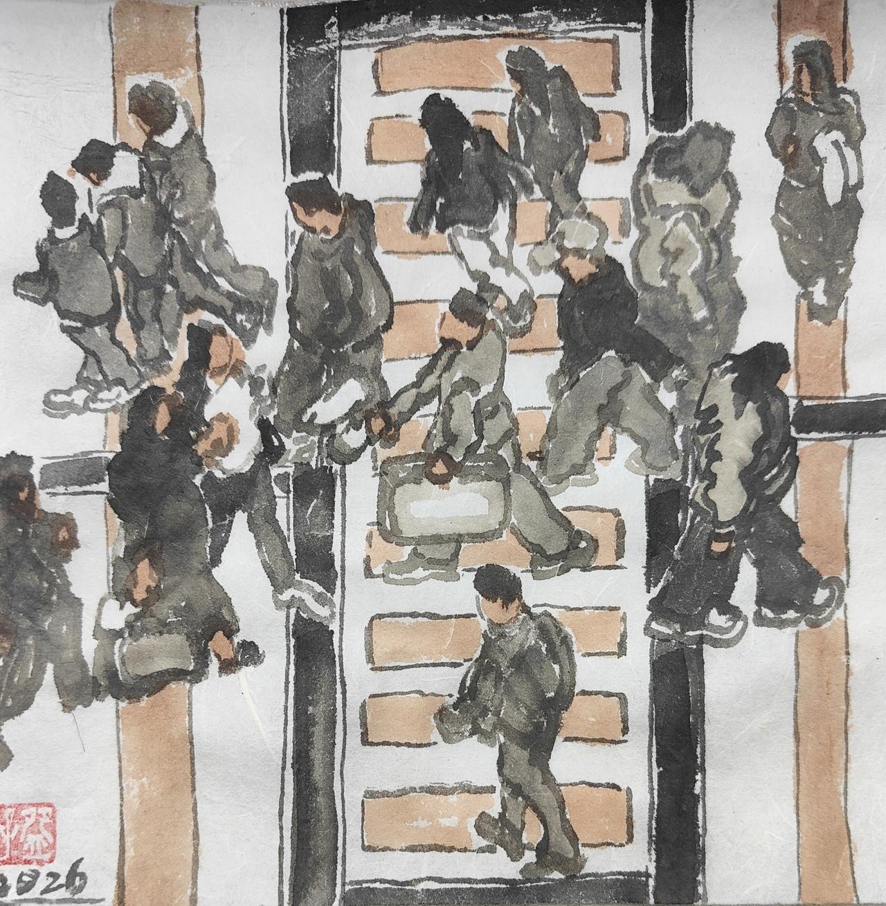 碗子的纸片水墨《步行街No13》