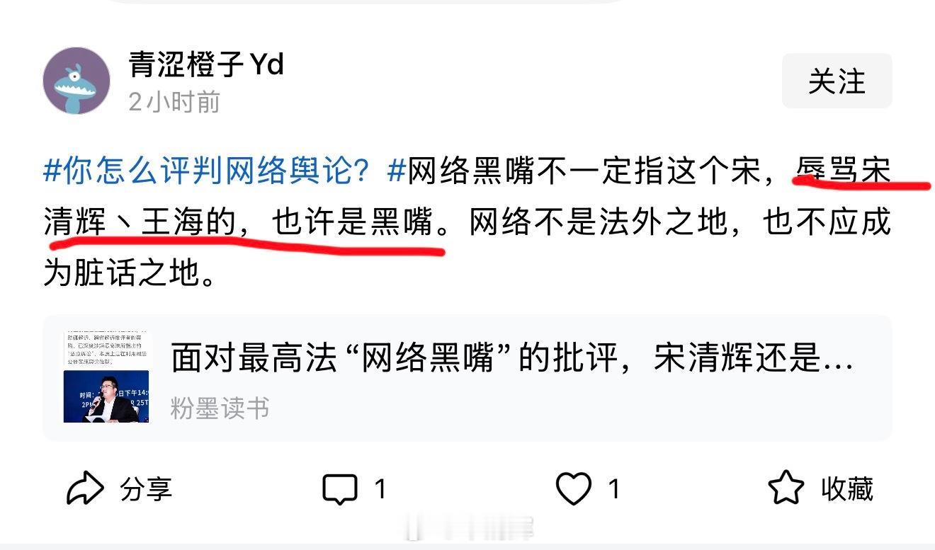 甘肃网友留言 网络黑嘴不一定指这个宋，辱骂宋清辉丶王海的，也许是黑嘴。网络不是法