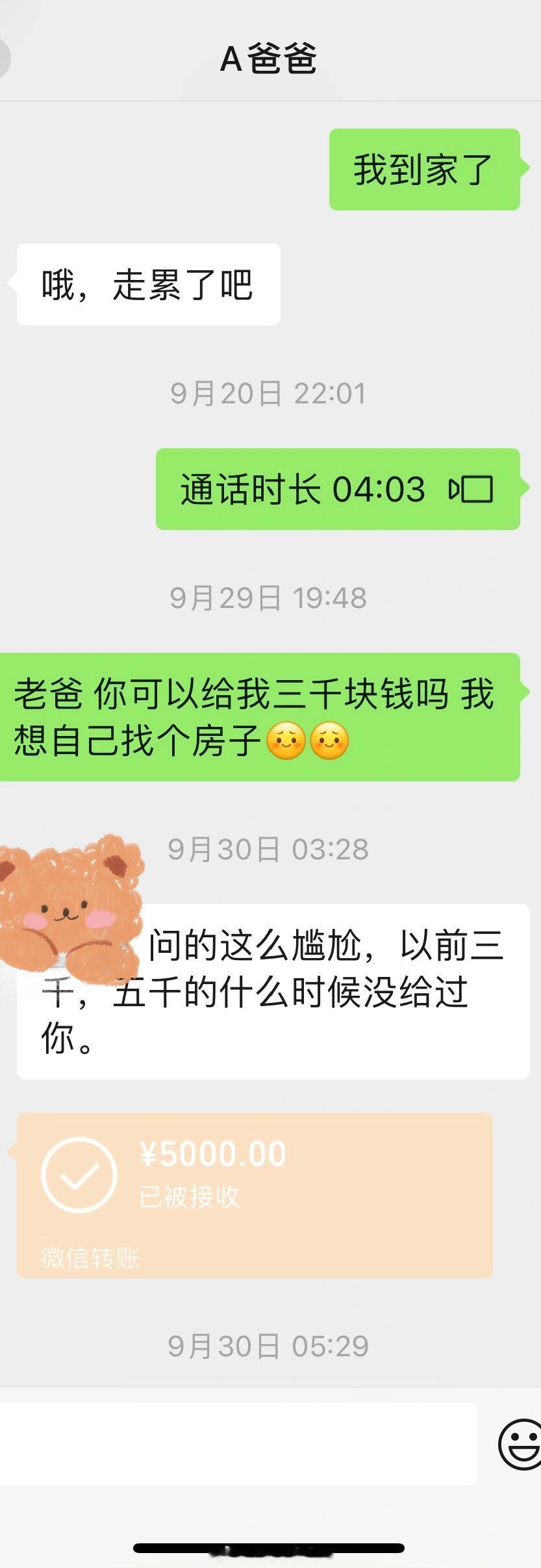 ✉️：毕业后还会问父母拿钱吗翻到以前的聊天图片，其实那时我已经毕业两年了，要钱不