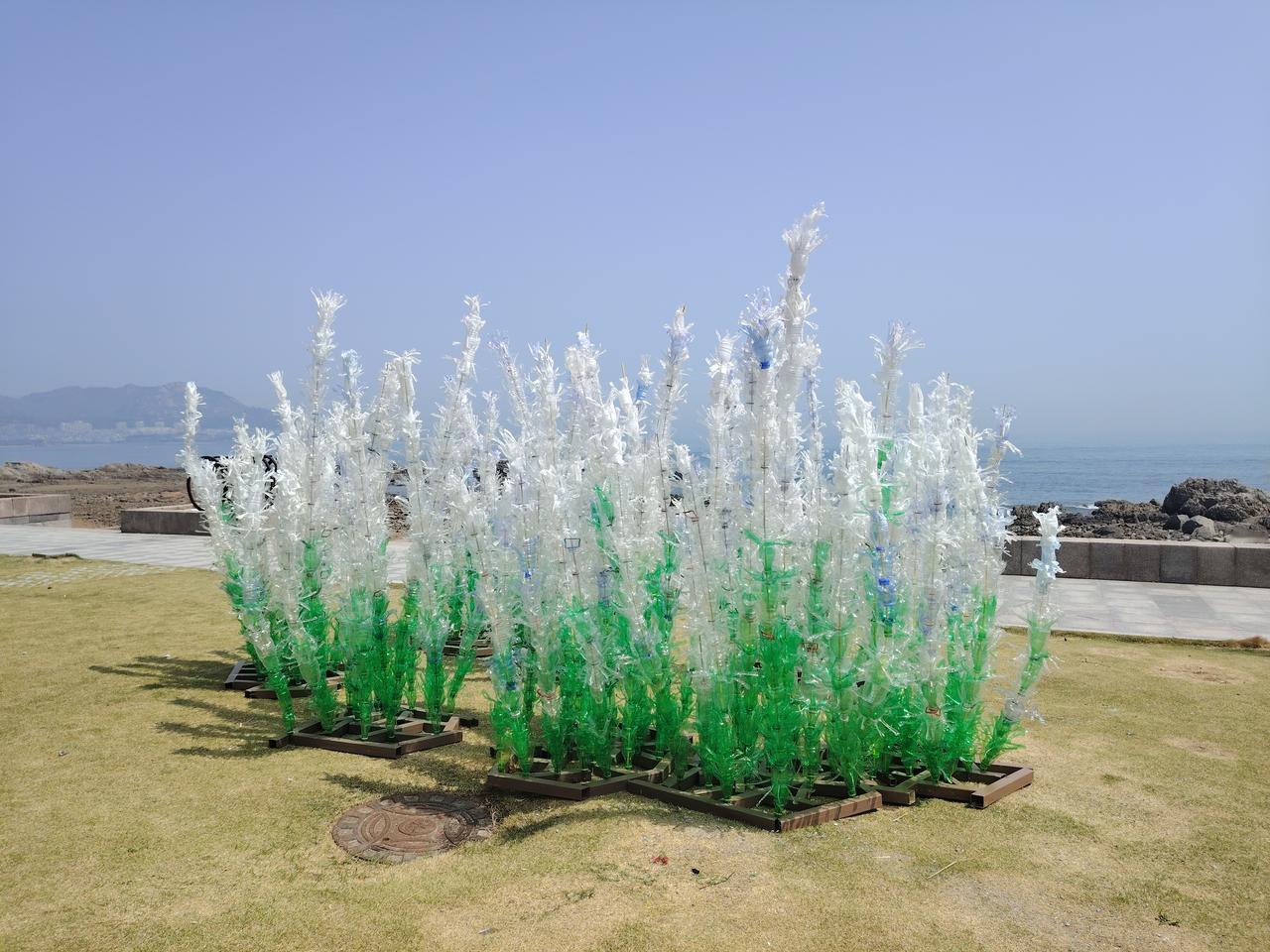 雕塑园新增利用废旧塑料瓶制作的公共艺术作品，虽未完工，但雏形已现，先睹为快！
青