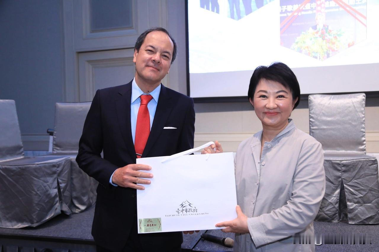 台中市长卢秀燕今（30日）在脸书发文表示，受邀在台中美国商会演讲，我向美国商会介