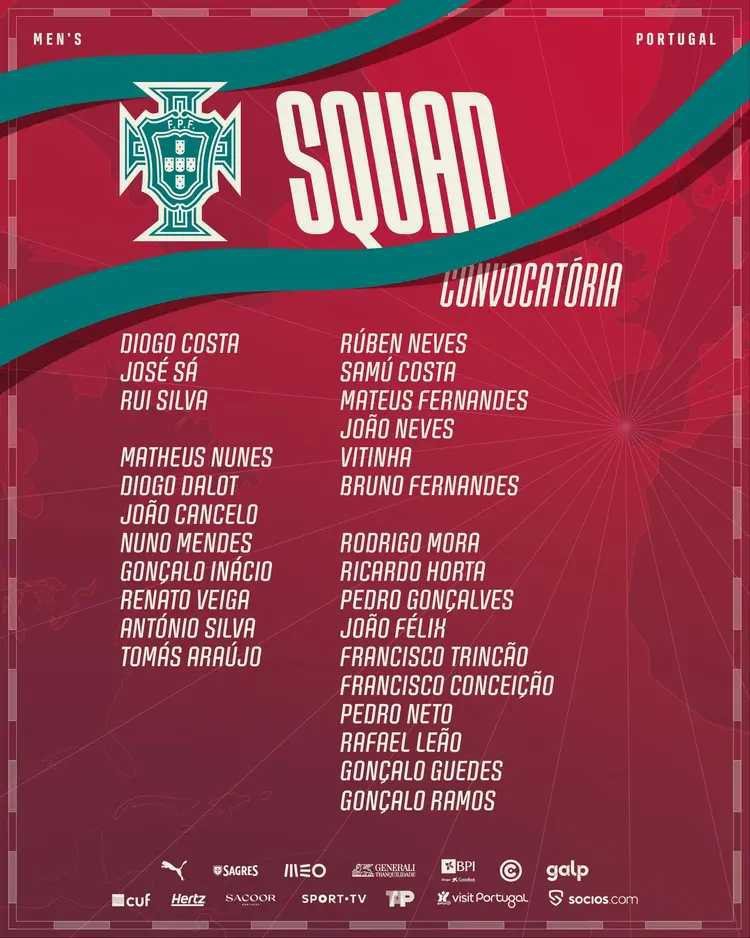 葡萄牙大名单：C罗因伤缺席，B费、维蒂尼亚领衔，菲利克斯、莱奥入选北京时间3月2