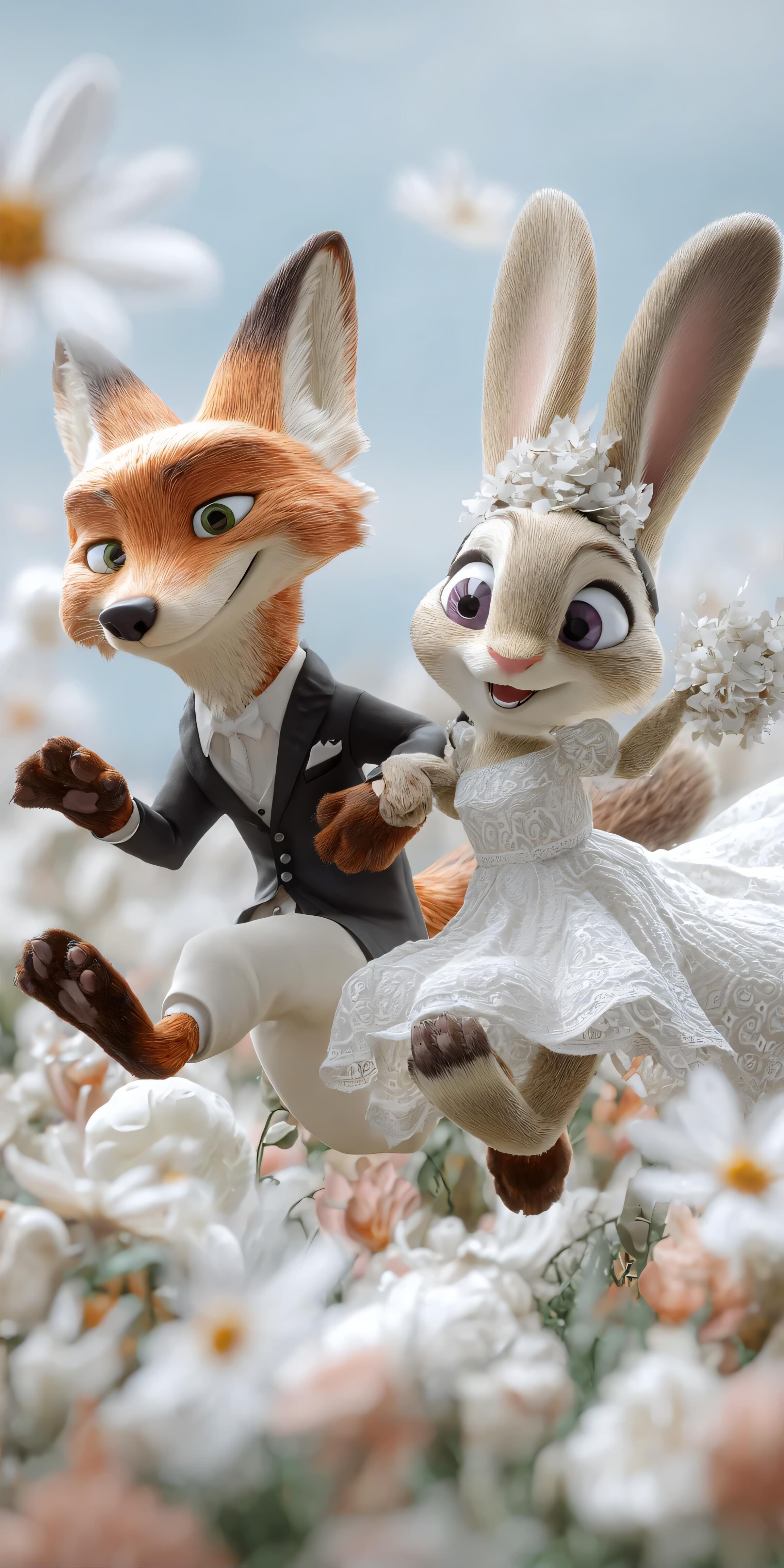 🦊🐰｜疯狂动物城｜壁纸尼克与朱迪的梦幻婚礼之约     ✨ 𝗕𝗘 𝗬?