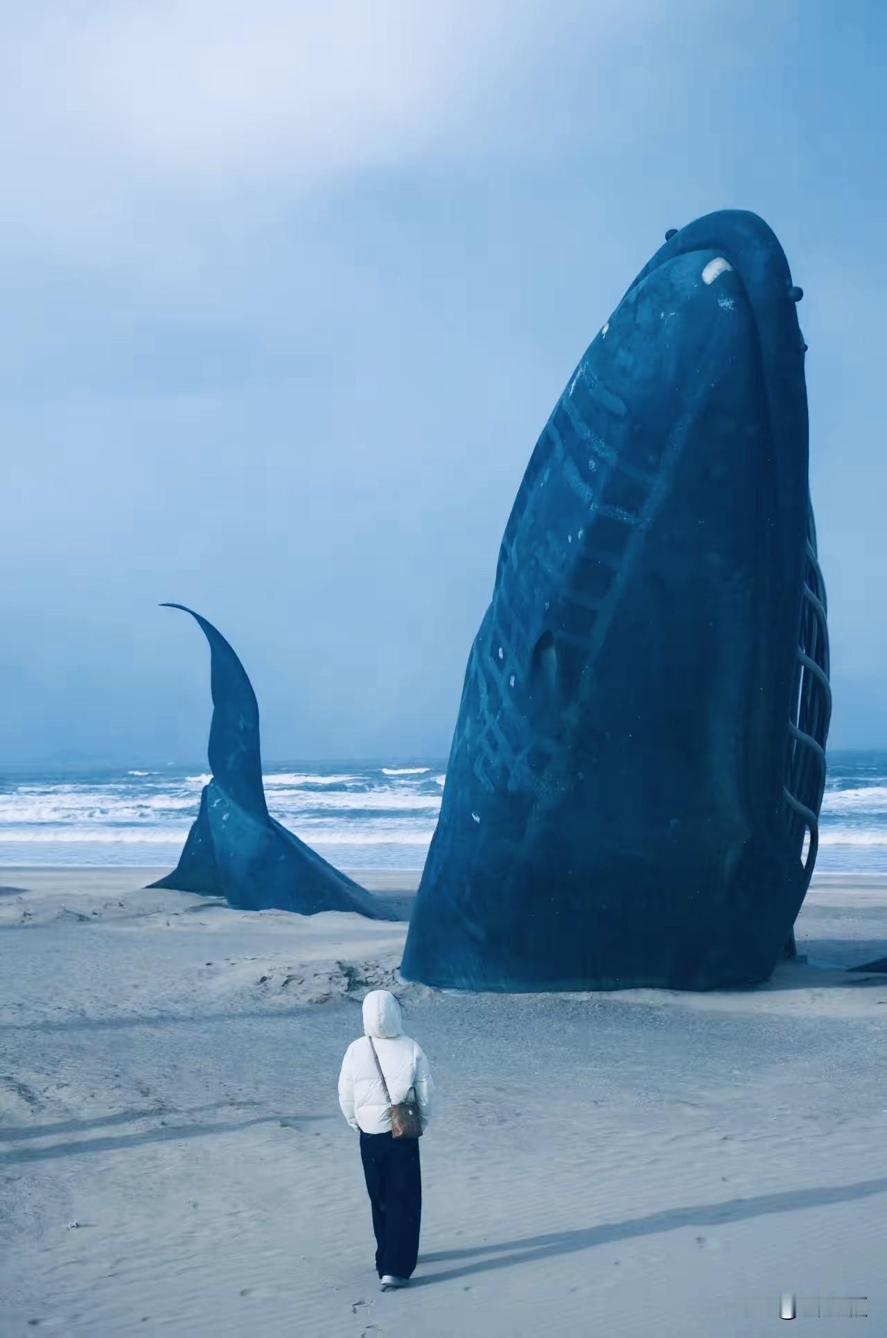 你知道烟台海滨网红打卡地“孤独的鲸”是谁设计的？
这个雕塑原名称为深呼吸，是由中