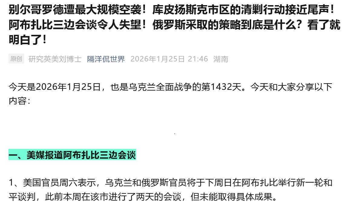 不要再指望什么了，又进入了死胡同。我从11月中旬开始就一直认为，所谓的和平进程就