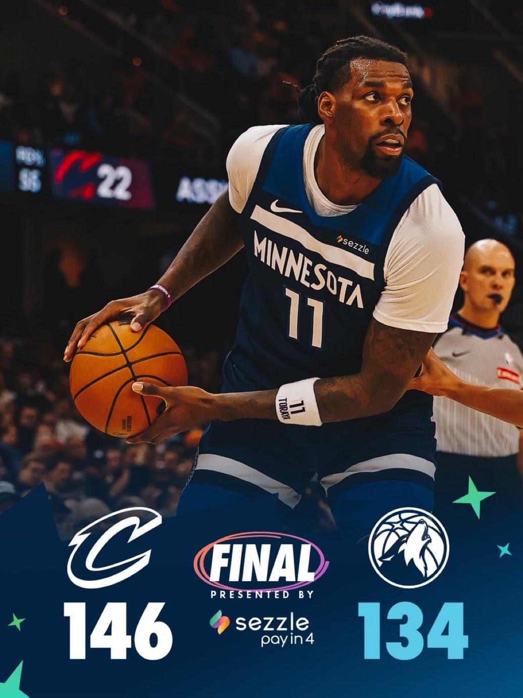 1月11日NBA常规赛战报（6场）：

森林狼134-146骑士
热火-步行者