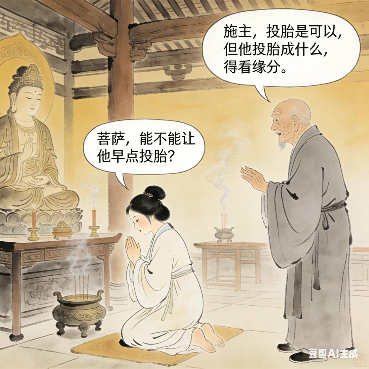 古代笑话

一个寡妇去庙里烧香，祈求菩萨保佑。

寡妇磕头说：“菩萨啊，我丈夫死