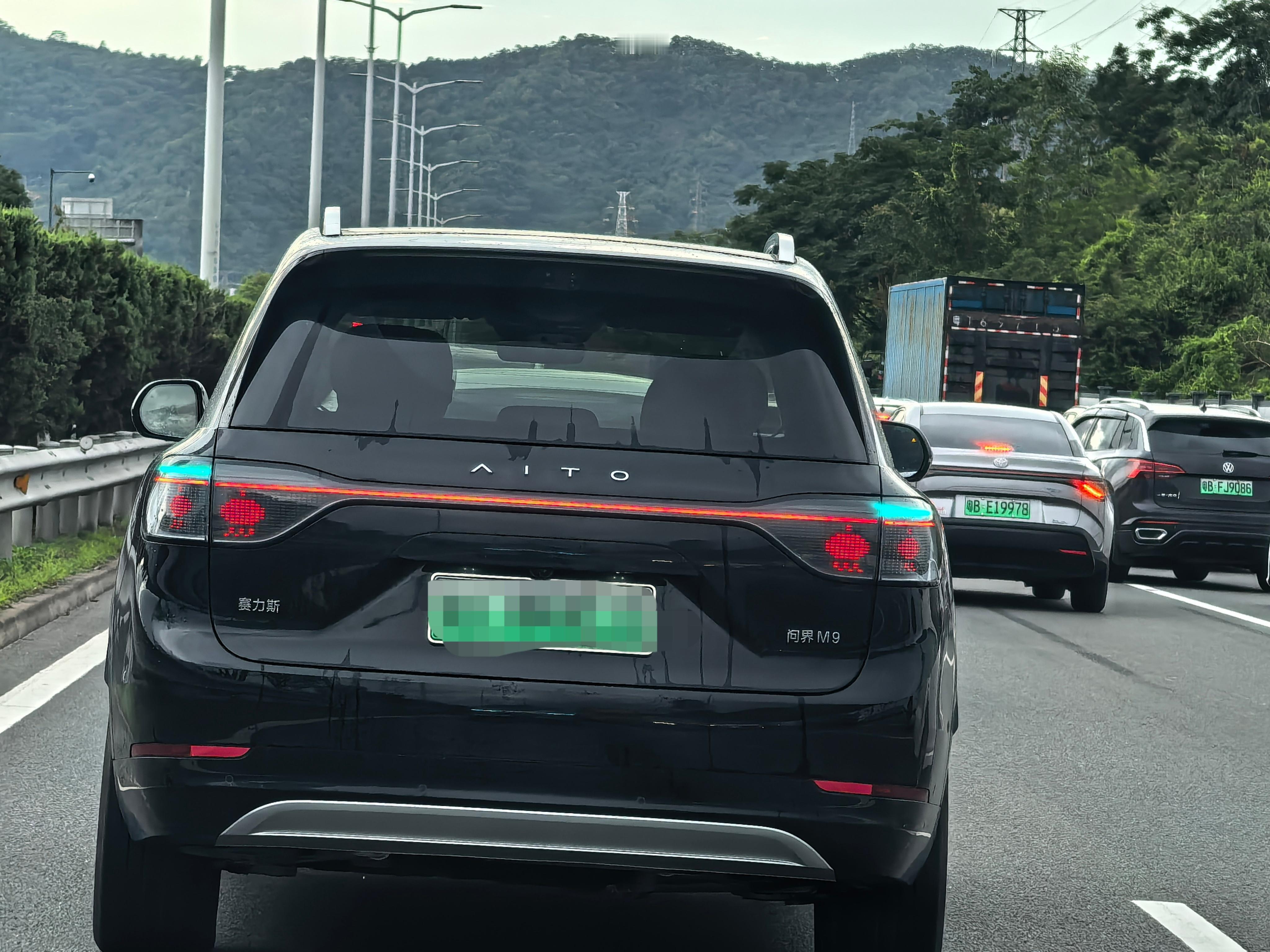 高速公路上看到问界 M9 的小蓝灯了。辅助驾驶中..... ​​​