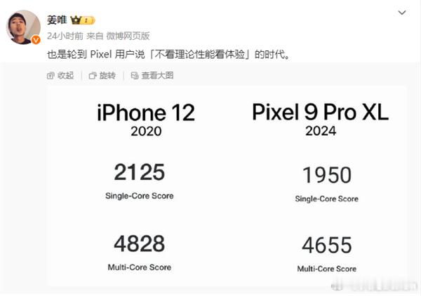 谷歌自研的最新Tensor G4芯片跑分可能还不如2020年的苹果A14 ​​​