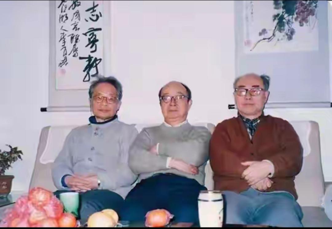 何祚庥老院士观照片回忆往事。在网络上有一张照片转发较多，这是何老院士与黄祖洽、于