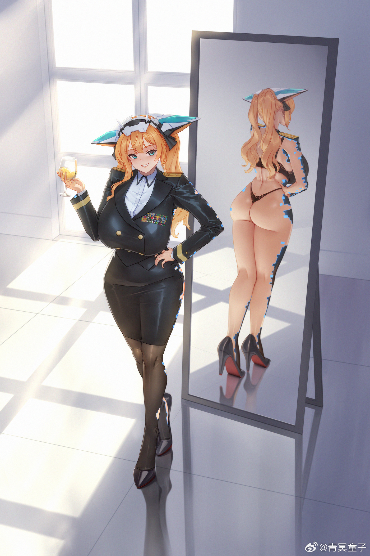 感谢 暗夜的冰空 的激情约稿！！！“从蒙大拿那里借来服装投影装置且扎着双马尾的中