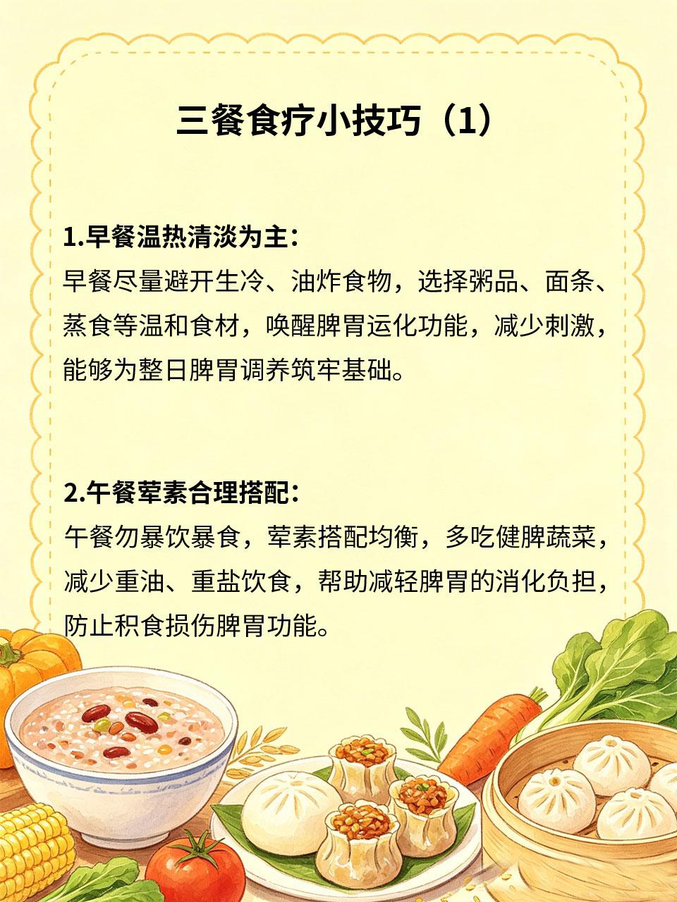 三餐食疗小技巧，脾胃越养越舒服
脾胃变差大多是日常饮食细节不当导致🍽️，无需昂