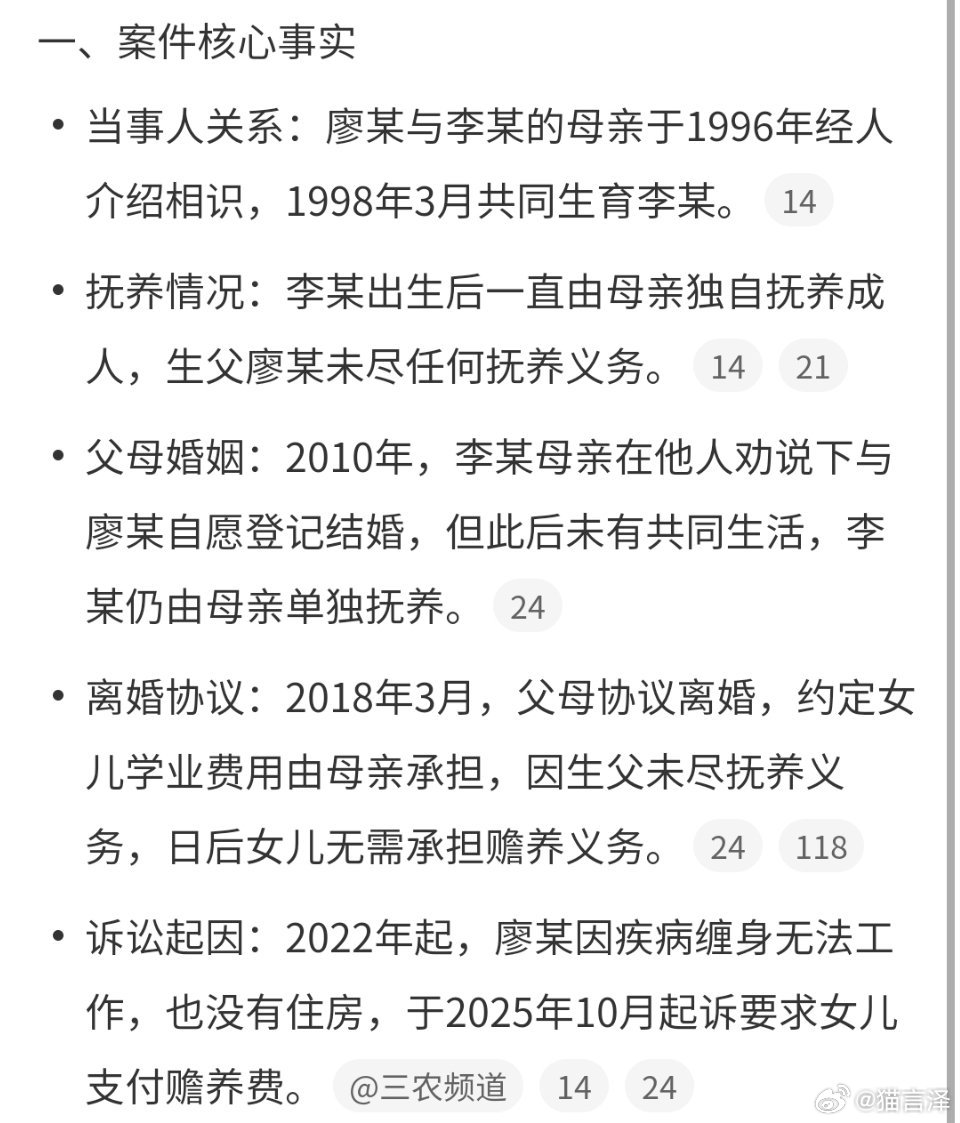 女儿称是生父强奸所生拒付赡养费这标题会不会取啊？明明是老登生而不养、老来索要赡养
