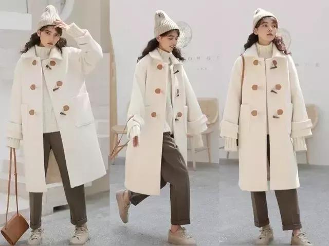 暖色系毛衣搭配白色大衣，温暖过冬！棕色毛衣穿搭 大衣灰色穿搭 灰色系大衣穿搭 温