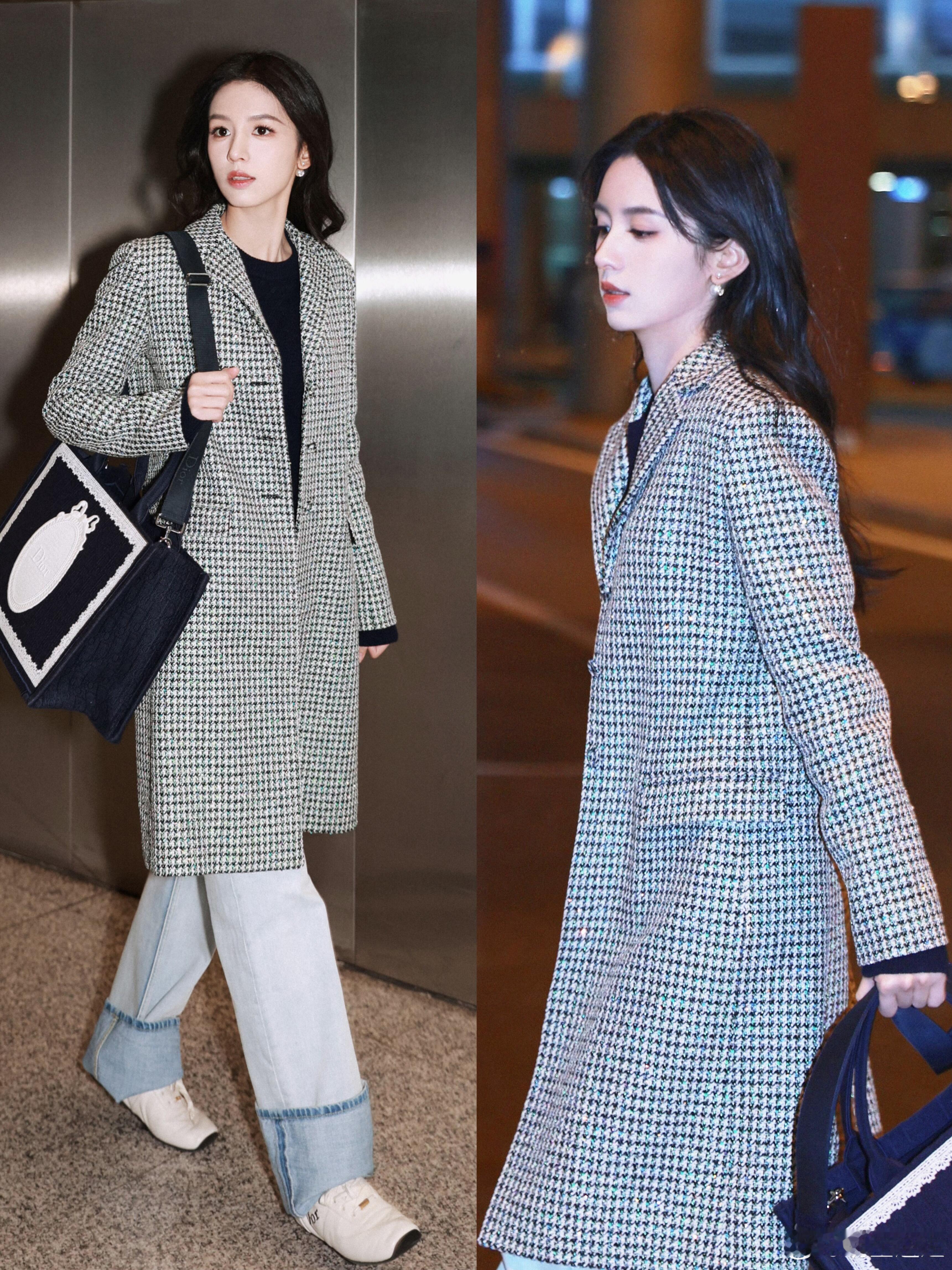 巴黎高定时装周 大秀直击 周也出发巴黎高定时装周，穿千鸟格大衣优雅又美丽，期待她