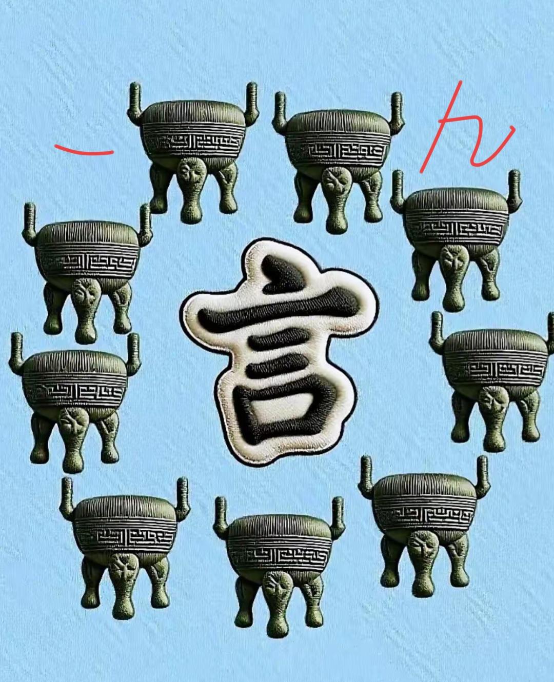 看图猜词语，开心快乐。图片有9个鼎，这个词语非常好，大家能说出来吗？[作揖][玫