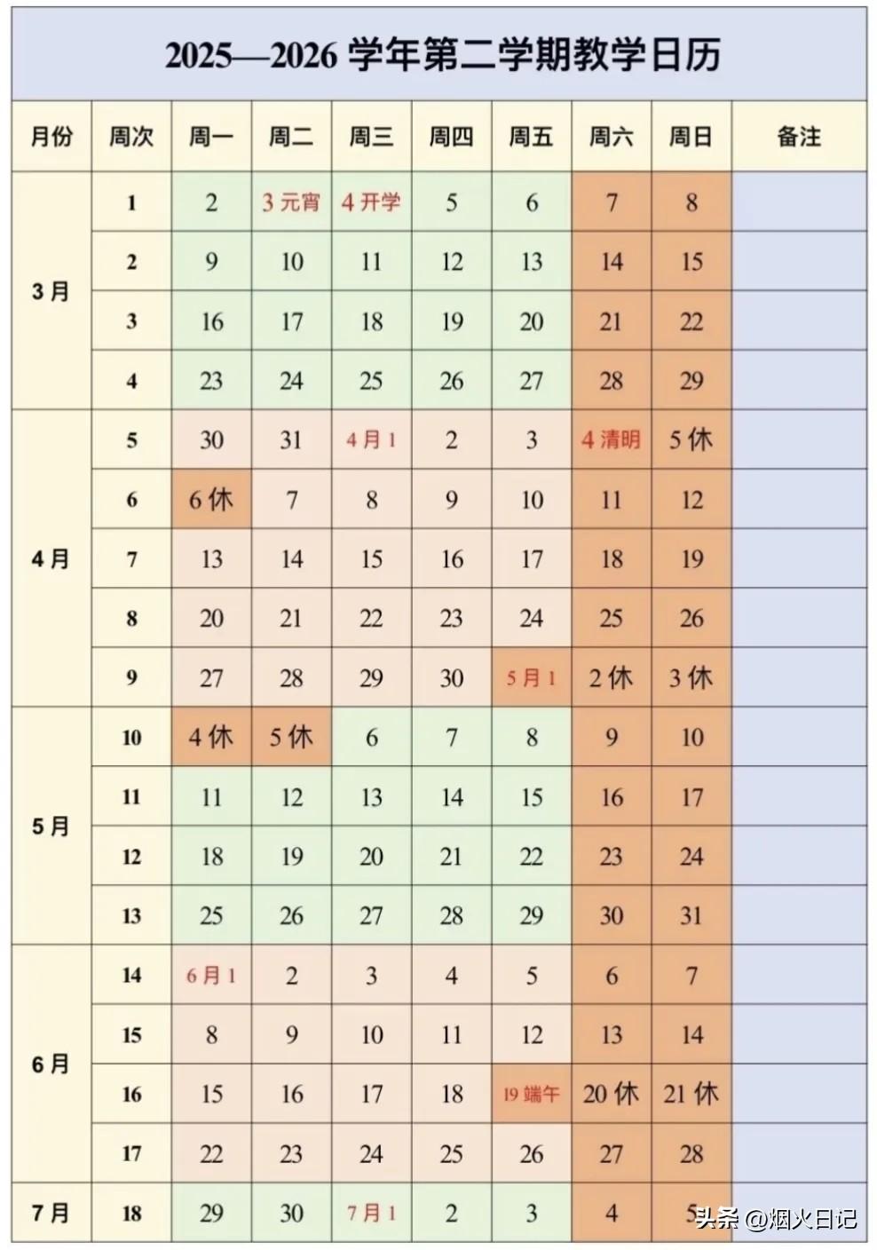 春季开学，最新校历来了

有不少人说本学期是最短的一学期，我想这也并非偶然，20
