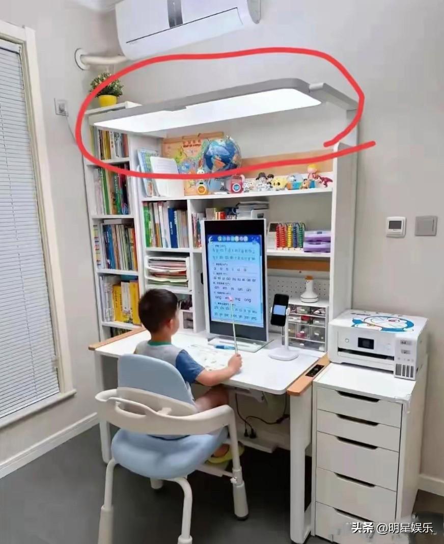家底得多厚才有实力给孩子配置如此高的书房？

看看上面的那个护眼灯，正宗德国进口