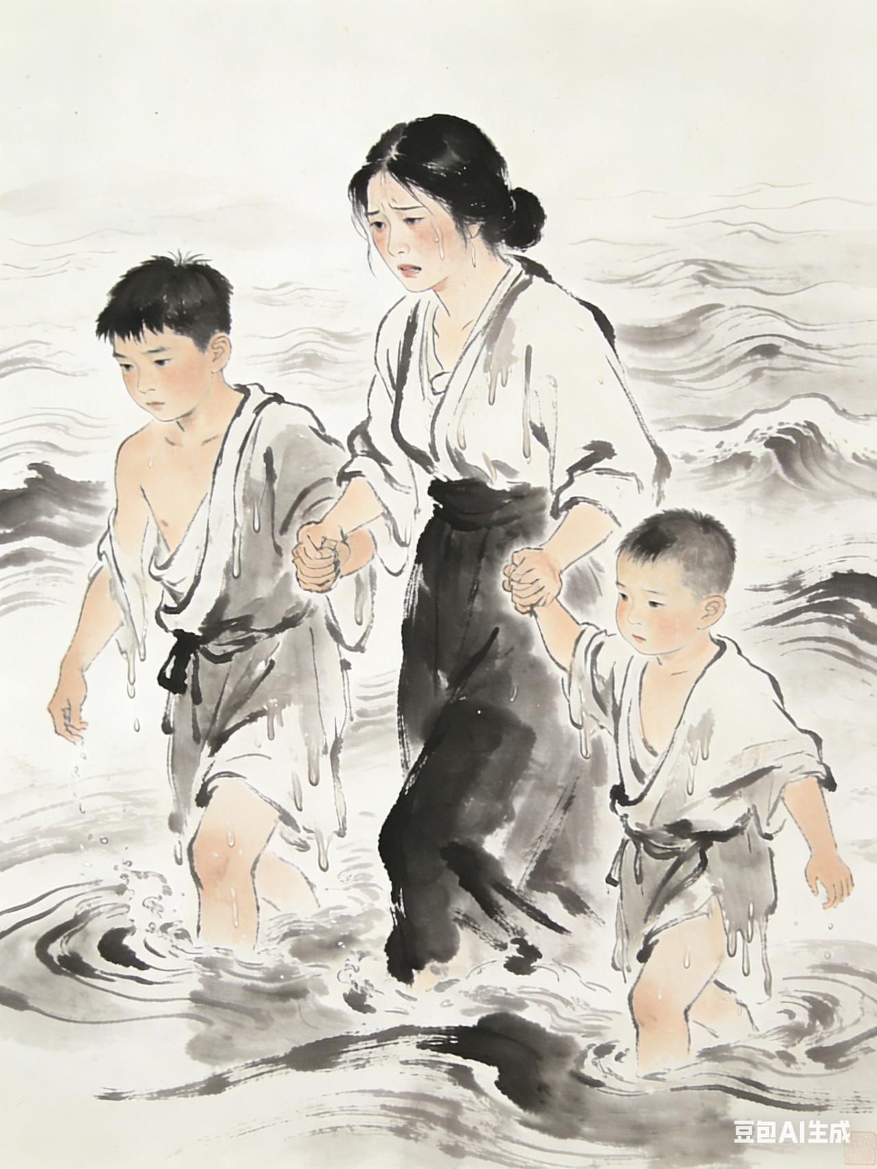 今天，看了一本小说。
小说里的男主小的时候，村子里遭遇了大洪水，妈妈带着两个孩子