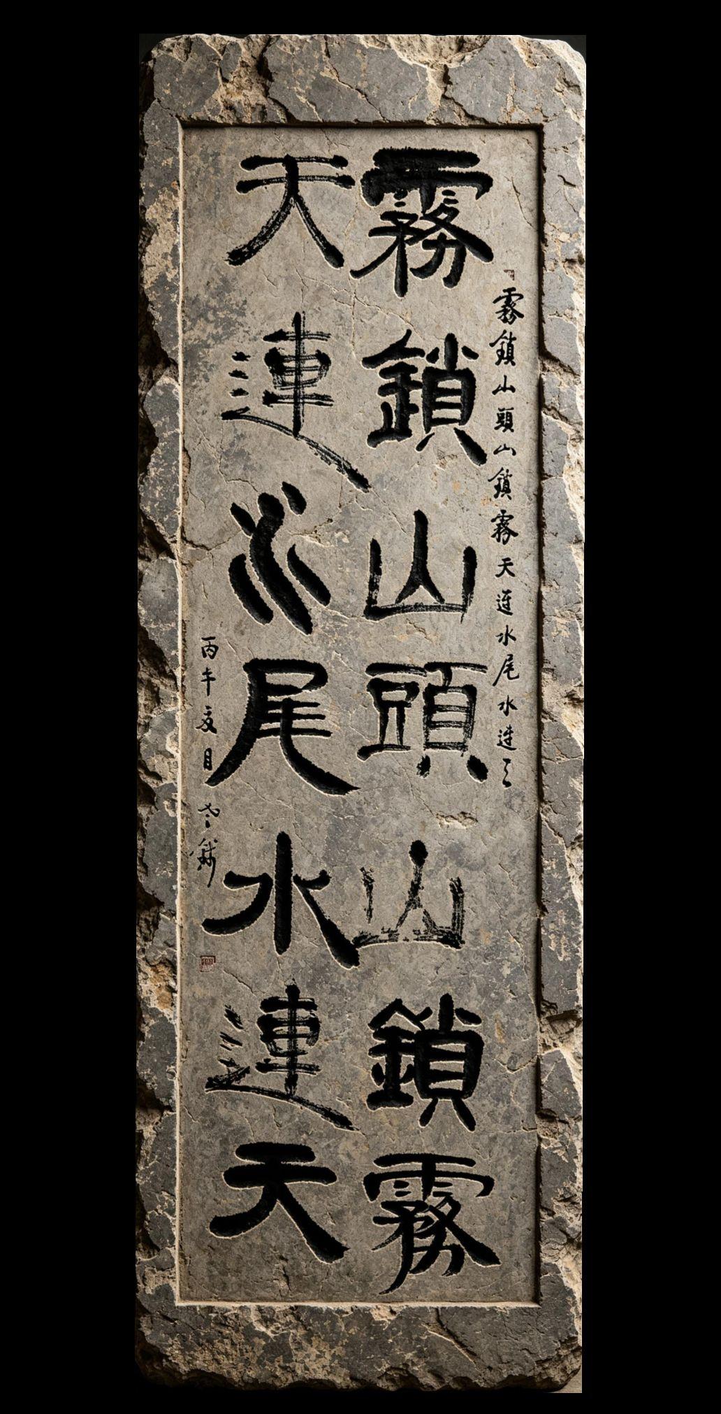 隶书是最适合刻在石头上的书体，你说呢？AI碑刻效果 抖音ai创作 书法写字是一种