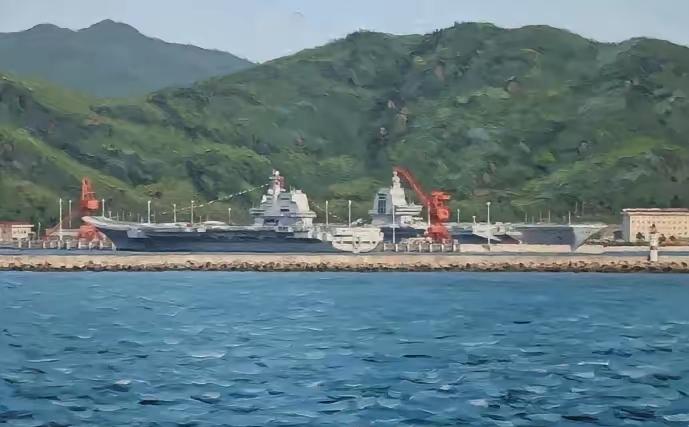 三亚军港这阵仗太燃了！福建舰刷着“18”舷号跟山东舰并排靠泊，红色观礼台都搭好了