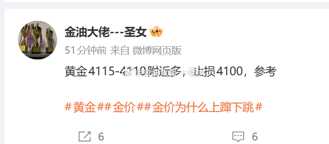 黄金4115多，涨至4120附近，可以先撤了，目前在震荡有点弱黄金金价金价为什么