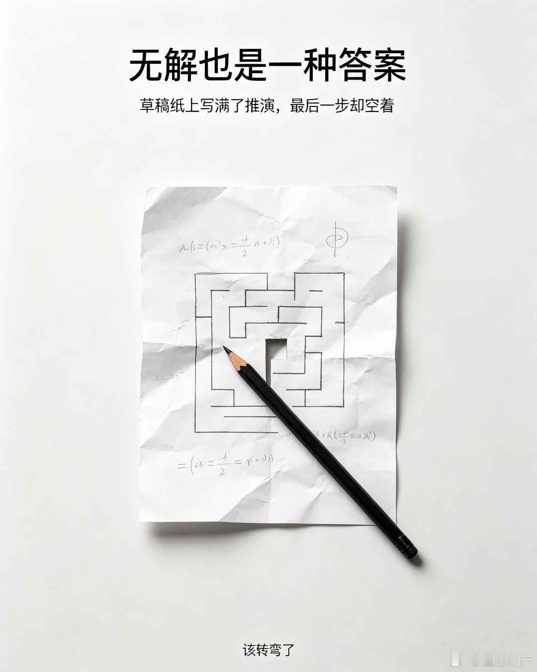 数学里有一个最绝望的词叫无解。其实，就像在迷宫里转了无数圈，却发现入口即是出口。