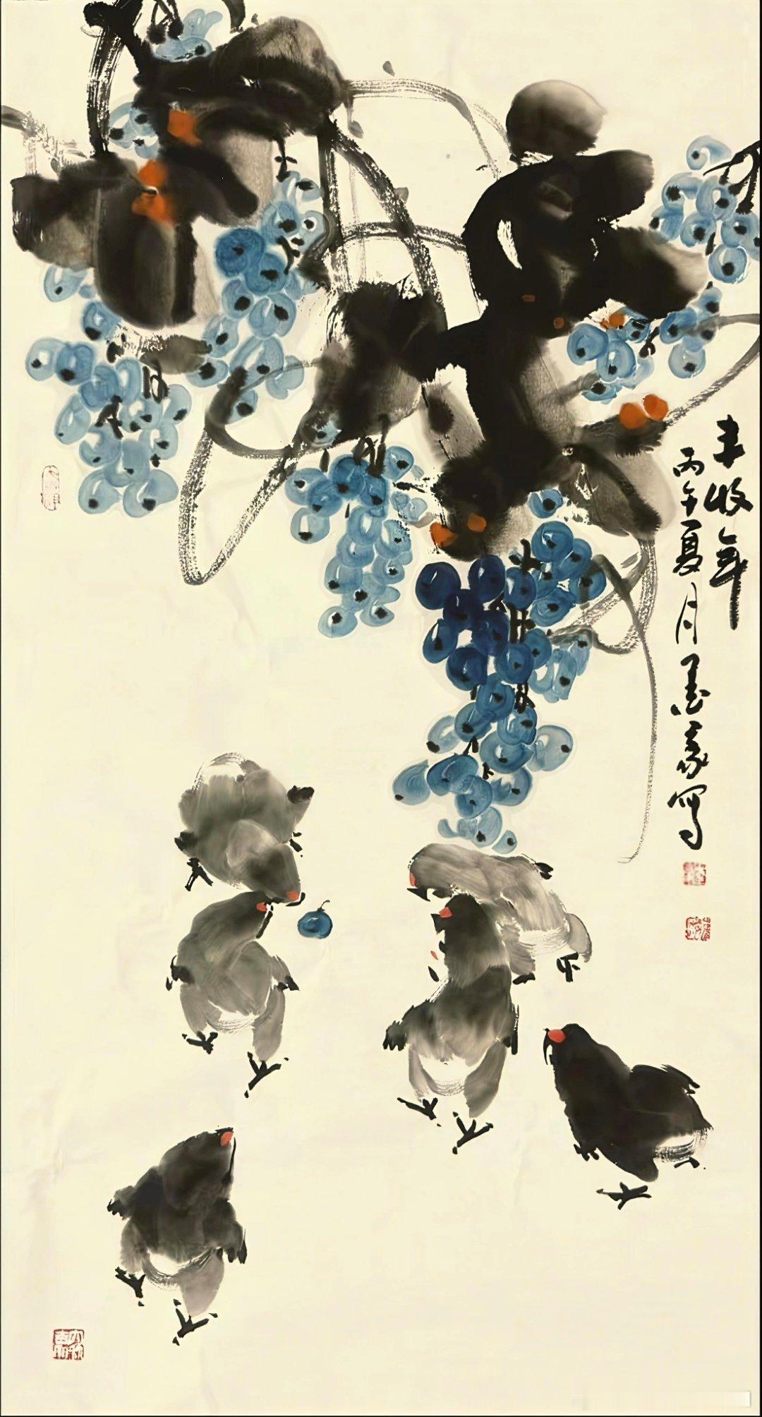 【好友新作】1画家卢葆桐，2画家墨豪，3书画家崔学坤（中国葡萄王），4画家陈胜杰