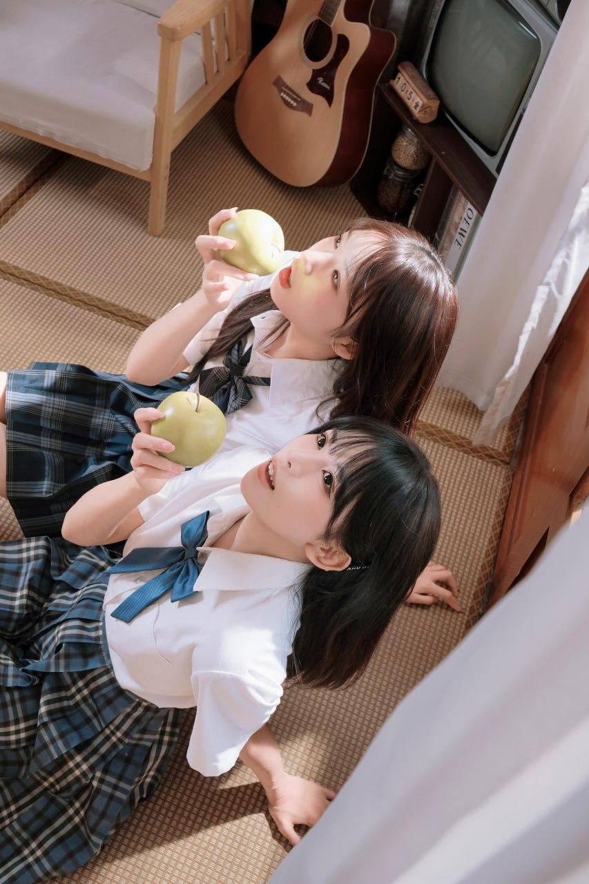 jk闺蜜写真 青苹果味的初夏JK服写真 闺蜜笑容写真 写真拍照jk 闺蜜笑容写真