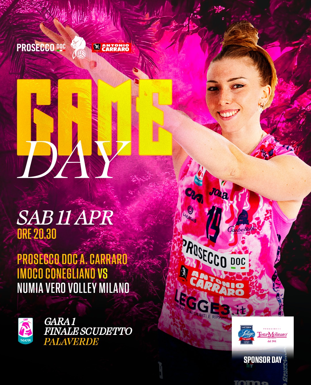 明天凌晨2点30分，意甲决赛第一回合，科内利亚诺主场对阵米兰，朱婷加油！朱婷