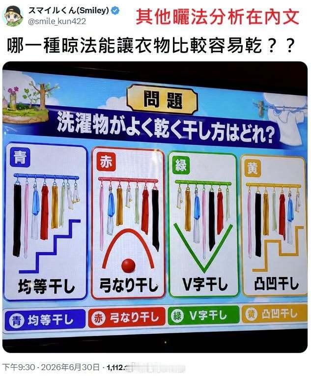 好问题：那种悬挂方式可以让衣服更快干？日本 物理 力学 迷惑行为大赏