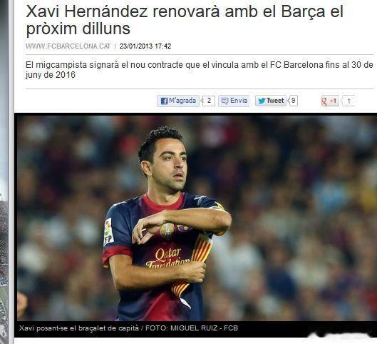 【巴萨官方宣布将与哈维续约】北京时间1月24日凌晨，巴萨官网宣布将与中场哈维续约