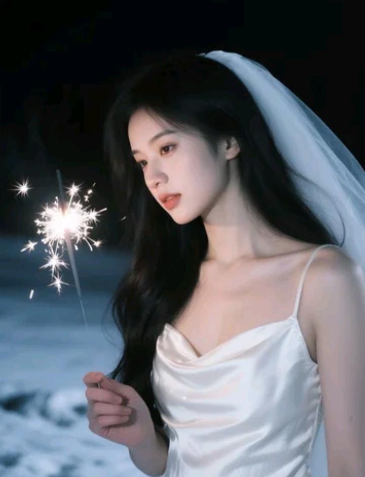 新娘在雪夜点燃了烟花棒。什么样的女人最令人着迷 烟花实景 烟花梦幻照