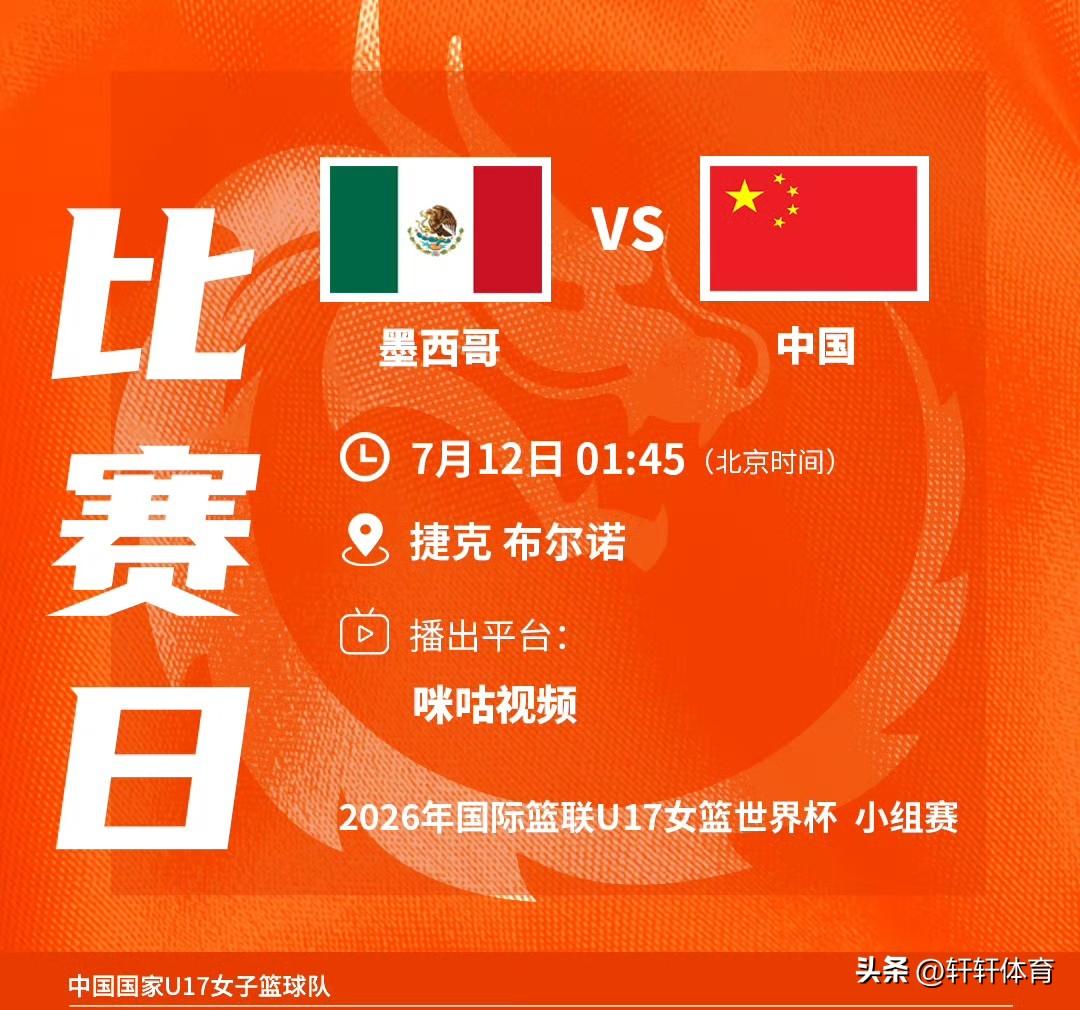 咪咕视频直播！！！2026年国际篮联U17女篮世界杯将于今天开赛，中国U17女篮