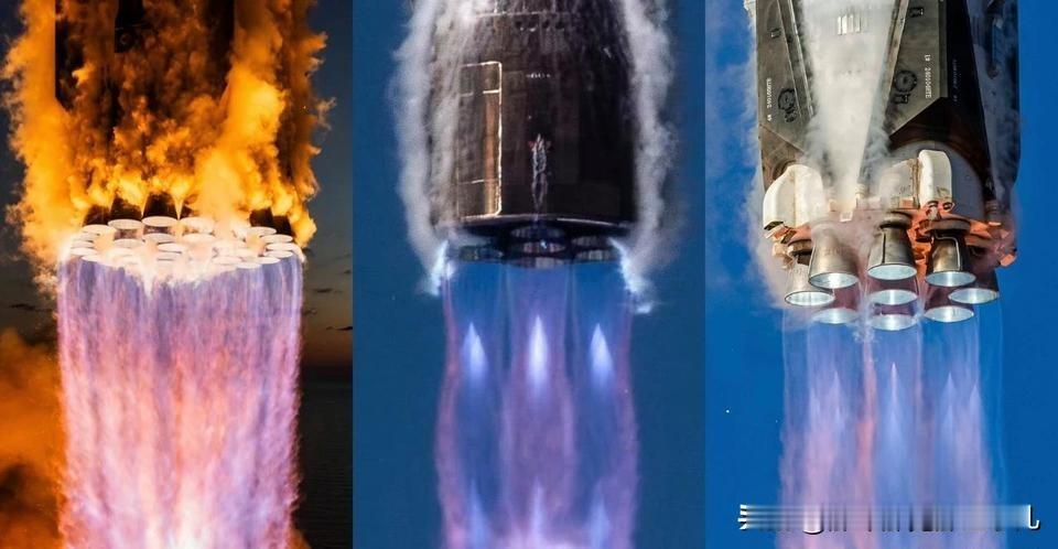 三款甲烷火箭“拉面”对比

依次是星舰-超重、新格伦、朱雀三。星舰狂野，格伦空灵