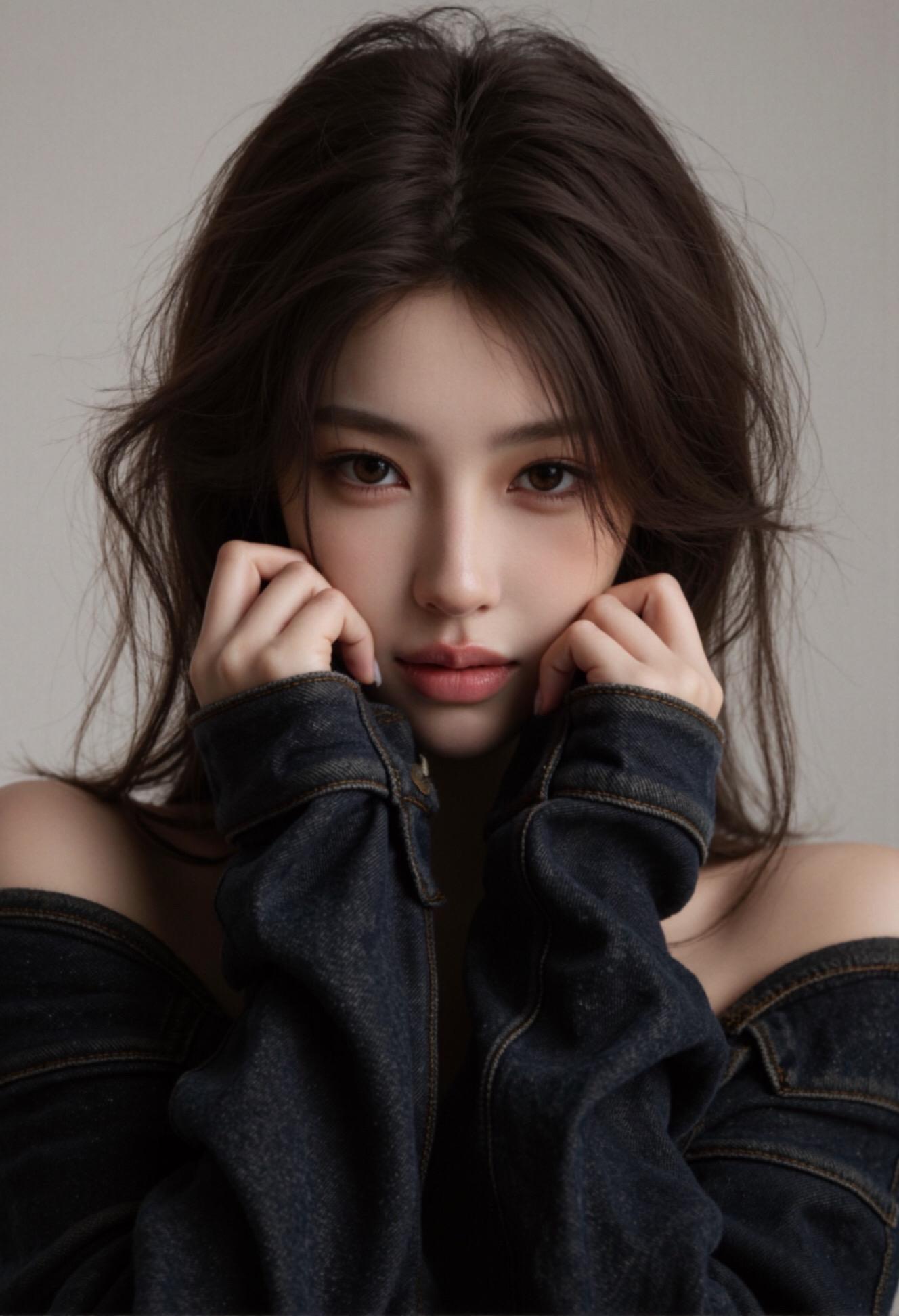 牛仔外套搭配绝美妆容 清冷气质 情绪头像写真