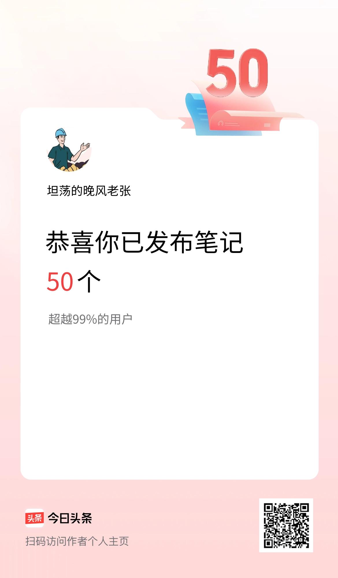 我在头条累计投稿笔记50个