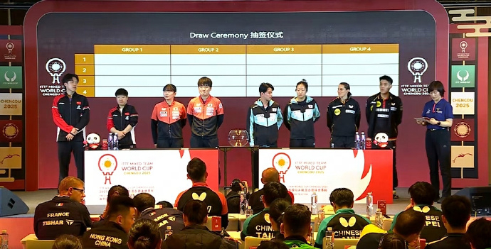 孙颖莎王楚钦回应混团入奥后首战 混合团体世界杯抽签仪式现场，王楚钦、孙颖莎接受采