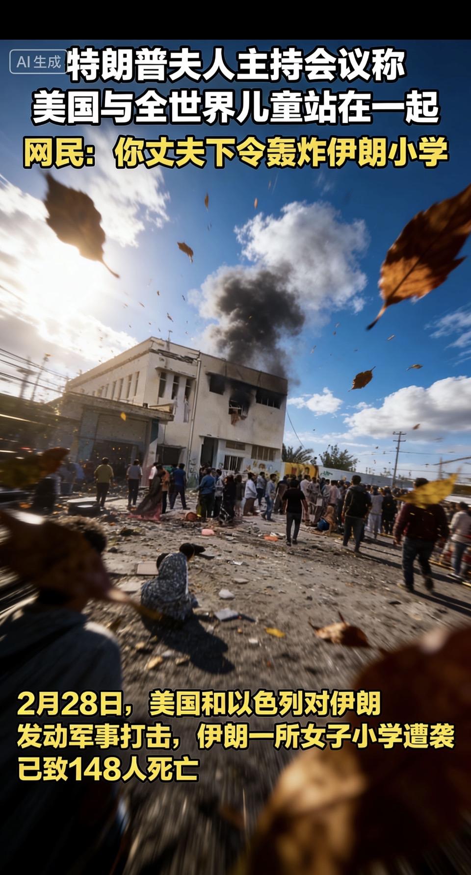 当“与儿童站在一起”的话语还在耳边，导弹却已将伊朗女子小学的操场变成废墟。148