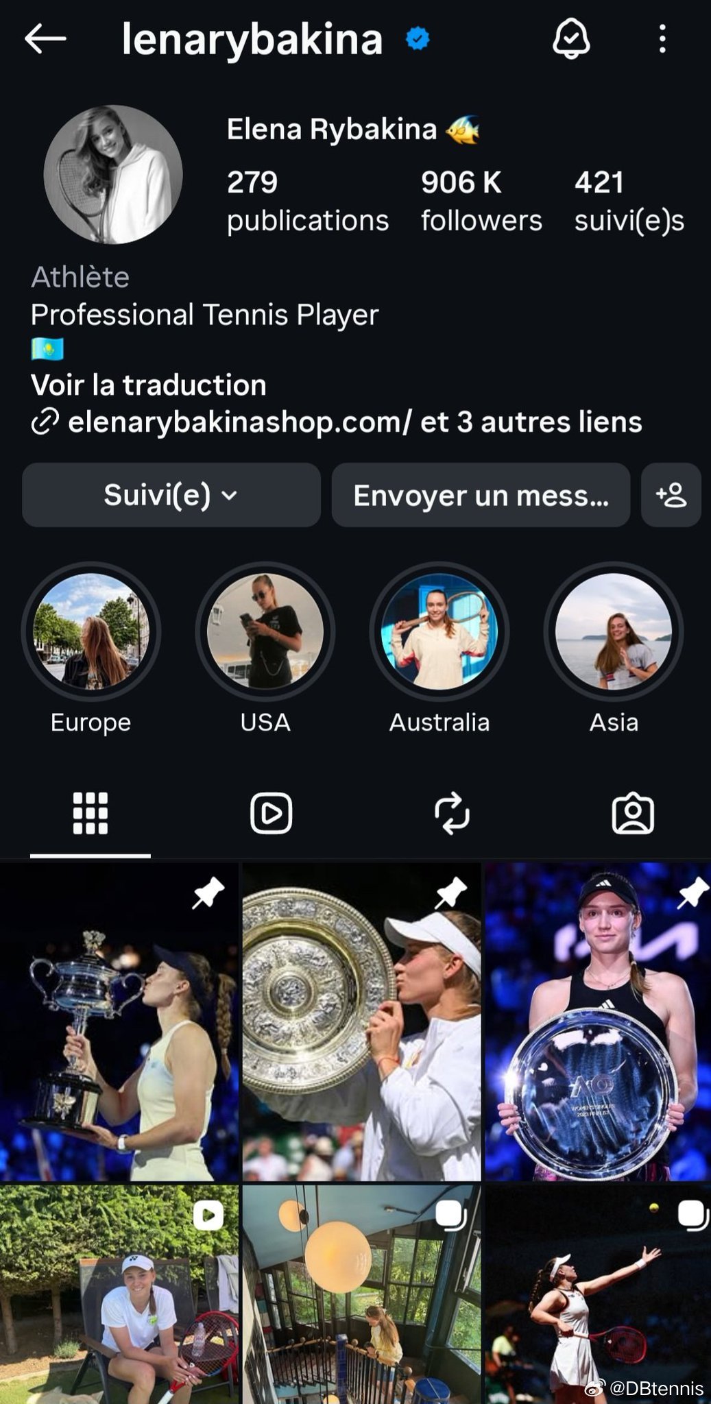 什么情况！莱巴金娜女王杯赛后数分钟内，她关闭了自己的 Instagram 帐号。