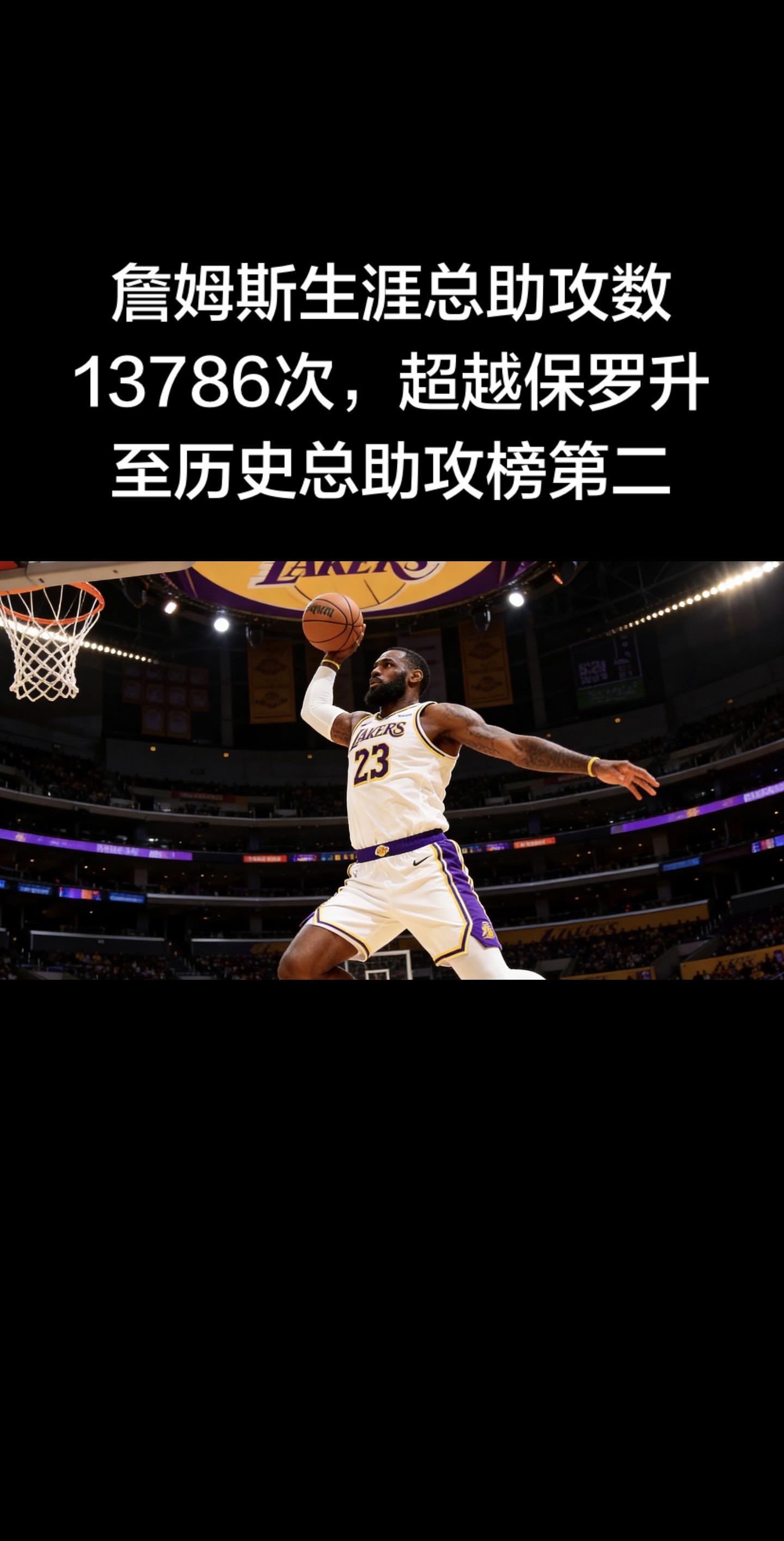 🔥詹皇封神里程碑 ✅生涯总助攻13786次，超保罗13785次，登顶...